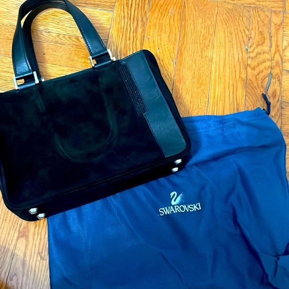Swarovski black suede purse with black crystals, slightly used in good condition - Picture 1 of 5